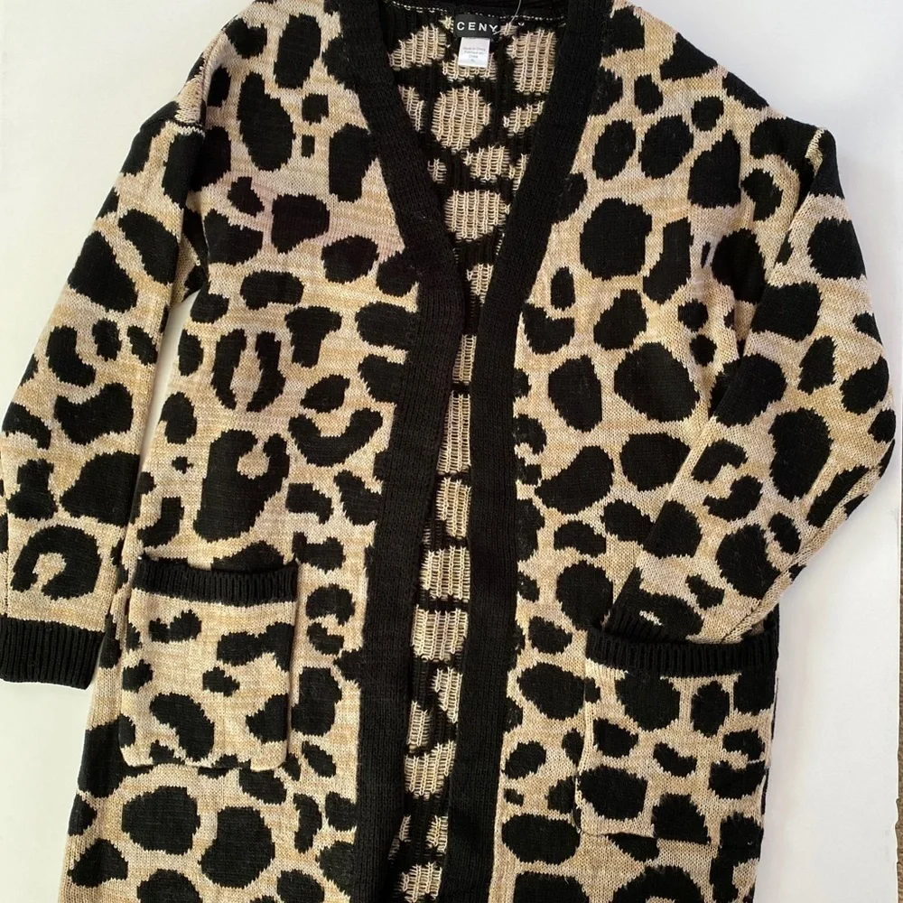 CENY spotted open front cardigan, Sz. L